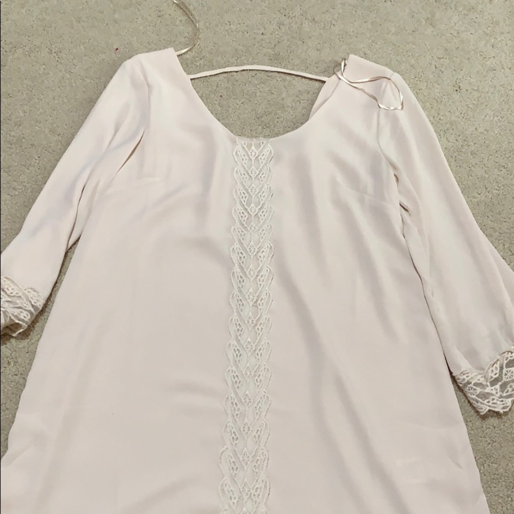 Loose tan embroidered dress